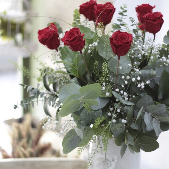 Ramo de Rosas Preservadas Rojo